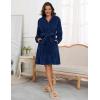 image:imageEkouaer Womens Robes Short Plush Bathrobe Knee Length Warm Soft Jacquard Robe Winter House Coat with Pockets SXXLBlue Purple Jacquard