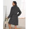image:imageEkouaer Womens Robes Short Plush Bathrobe Knee Length Warm Soft Jacquard Robe Winter House Coat with Pockets SXXLDark Grey Jacquard