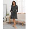 image:imageEkouaer Womens Robes Short Plush Bathrobe Knee Length Warm Soft Jacquard Robe Winter House Coat with Pockets SXXLDark Grey Jacquard