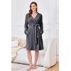 image:imageEkouaer Womens Robes Short Plush Bathrobe Knee Length Warm Soft Jacquard Robe Winter House Coat with Pockets SXXLGrey