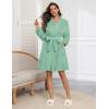 image:imageEkouaer Womens Robes Short Plush Bathrobe Knee Length Warm Soft Jacquard Robe Winter House Coat with Pockets SXXLGrey Green Jacquard