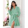 image:imageEkouaer Womens Robes Short Plush Bathrobe Knee Length Warm Soft Jacquard Robe Winter House Coat with Pockets SXXLGrey Green Jacquard