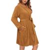 image:imageEkouaer Womens Robes Short Plush Bathrobe Knee Length Warm Soft Jacquard Robe Winter House Coat with Pockets SXXLKhaki