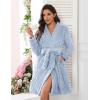 image:imageEkouaer Womens Robes Short Plush Bathrobe Knee Length Warm Soft Jacquard Robe Winter House Coat with Pockets SXXLLight Blue Jacquard