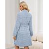 image:imageEkouaer Womens Robes Short Plush Bathrobe Knee Length Warm Soft Jacquard Robe Winter House Coat with Pockets SXXLLight Blue Jacquard