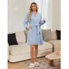 image:imageEkouaer Womens Robes Short Plush Bathrobe Knee Length Warm Soft Jacquard Robe Winter House Coat with Pockets SXXLLight Blue Jacquard