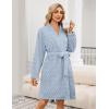 image:imageEkouaer Womens Robes Short Plush Bathrobe Knee Length Warm Soft Jacquard Robe Winter House Coat with Pockets SXXLLight Blue Jacquard