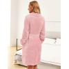 image:imageEkouaer Womens Robes Short Plush Bathrobe Knee Length Warm Soft Jacquard Robe Winter House Coat with Pockets SXXLLight Pink