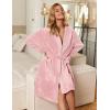 image:imageEkouaer Womens Robes Short Plush Bathrobe Knee Length Warm Soft Jacquard Robe Winter House Coat with Pockets SXXLLight Pink