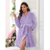 image:imageEkouaer Womens Robes Short Plush Bathrobe Knee Length Warm Soft Jacquard Robe Winter House Coat with Pockets SXXLLight Purple Jacquard