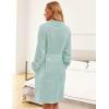 image:imageEkouaer Womens Robes Short Plush Bathrobe Knee Length Warm Soft Jacquard Robe Winter House Coat with Pockets SXXLMint