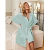 image:imageEkouaer Womens Robes Short Plush Bathrobe Knee Length Warm Soft Jacquard Robe Winter House Coat with Pockets SXXLMint
