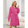 image:imageEkouaer Womens Robes Short Plush Bathrobe Knee Length Warm Soft Jacquard Robe Winter House Coat with Pockets SXXLRose Pink Jacquard