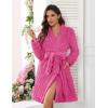 image:imageEkouaer Womens Robes Short Plush Bathrobe Knee Length Warm Soft Jacquard Robe Winter House Coat with Pockets SXXLRose Pink Jacquard