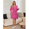image:imageEkouaer Womens Robes Short Plush Bathrobe Knee Length Warm Soft Jacquard Robe Winter House Coat with Pockets SXXLRose Pink Jacquard