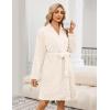image:imageEkouaer Womens Robes Short Plush Bathrobe Knee Length Warm Soft Jacquard Robe Winter House Coat with Pockets SXXLWhite Jacquard
