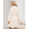 image:imageEkouaer Womens Robes Short Plush Bathrobe Knee Length Warm Soft Jacquard Robe Winter House Coat with Pockets SXXLWhite Jacquard
