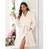 image:imageEkouaer Womens Robes Short Plush Bathrobe Knee Length Warm Soft Jacquard Robe Winter House Coat with Pockets SXXLWhite Jacquard