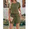 image:imageEkouaer Womens Romper 2026 Summer Casual Short Jumpsuits Beach Vacation Clothes with PocketsArmy Green