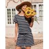 image:imageEkouaer Womens Romper 2026 Summer Casual Short Jumpsuits Beach Vacation Clothes with PocketsBlack and White Striped