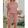 image:imageEkouaer Womens Romper 2026 Summer Casual Short Jumpsuits Beach Vacation Clothes with PocketsDirty Pink