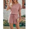 image:imageEkouaer Womens Romper 2026 Summer Casual Short Jumpsuits Beach Vacation Clothes with PocketsDirty Pink