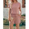 image:imageEkouaer Womens Romper 2026 Summer Casual Short Jumpsuits Beach Vacation Clothes with PocketsDirty Pink