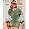 image:imageEkouaer Womens Romper 2026 Summer Casual Short Jumpsuits Beach Vacation Clothes with PocketsFloral Green Boho