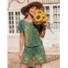 image:imageEkouaer Womens Romper 2026 Summer Casual Short Jumpsuits Beach Vacation Clothes with PocketsFloral Green Boho