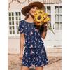 image:imageEkouaer Womens Romper 2026 Summer Casual Short Jumpsuits Beach Vacation Clothes with PocketsFloral Navy Blue