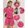 image:imageEkouaer Womens Romper 2026 Summer Casual Short Jumpsuits Beach Vacation Clothes with PocketsFloral Rose Red