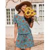 image:imageEkouaer Womens Romper 2026 Summer Casual Short Jumpsuits Beach Vacation Clothes with PocketsFloral Teal
