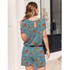 image:imageEkouaer Womens Romper 2026 Summer Casual Short Jumpsuits Beach Vacation Clothes with PocketsFloral Teal