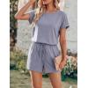 image:imageEkouaer Womens Romper 2026 Summer Casual Short Jumpsuits Beach Vacation Clothes with PocketsGray Blue