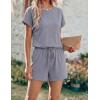 image:imageEkouaer Womens Romper 2026 Summer Casual Short Jumpsuits Beach Vacation Clothes with PocketsGray Blue