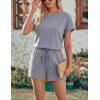image:imageEkouaer Womens Romper 2026 Summer Casual Short Jumpsuits Beach Vacation Clothes with PocketsGray Blue
