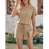 image:imageEkouaer Womens Romper 2026 Summer Casual Short Jumpsuits Beach Vacation Clothes with PocketsKhaki