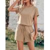 image:imageEkouaer Womens Romper 2026 Summer Casual Short Jumpsuits Beach Vacation Clothes with PocketsKhaki