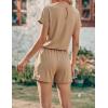 image:imageEkouaer Womens Romper 2026 Summer Casual Short Jumpsuits Beach Vacation Clothes with PocketsKhaki