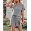 image:imageEkouaer Womens Romper 2026 Summer Casual Short Jumpsuits Beach Vacation Clothes with PocketsLight Gray