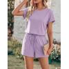 image:imageEkouaer Womens Romper 2026 Summer Casual Short Jumpsuits Beach Vacation Clothes with PocketsLight Purple