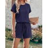 image:imageEkouaer Womens Romper 2026 Summer Casual Short Jumpsuits Beach Vacation Clothes with PocketsNavy Blue