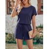 image:imageEkouaer Womens Romper 2026 Summer Casual Short Jumpsuits Beach Vacation Clothes with PocketsNavy Blue