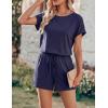 image:imageEkouaer Womens Romper 2026 Summer Casual Short Jumpsuits Beach Vacation Clothes with PocketsNavy Blue