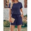 image:imageEkouaer Womens Romper 2026 Summer Casual Short Jumpsuits Beach Vacation Clothes with PocketsNavy Blue