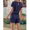 image:imageEkouaer Womens Romper 2026 Summer Casual Short Jumpsuits Beach Vacation Clothes with PocketsNavy Blue