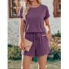 image:imageEkouaer Womens Romper 2026 Summer Casual Short Jumpsuits Beach Vacation Clothes with PocketsPurple Red