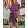 image:imageEkouaer Womens Romper 2026 Summer Casual Short Jumpsuits Beach Vacation Clothes with PocketsPurple Red