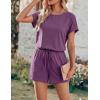 image:imageEkouaer Womens Romper 2026 Summer Casual Short Jumpsuits Beach Vacation Clothes with PocketsPurple Red