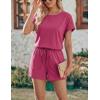 image:imageEkouaer Womens Romper 2026 Summer Casual Short Jumpsuits Beach Vacation Clothes with PocketsRose Red